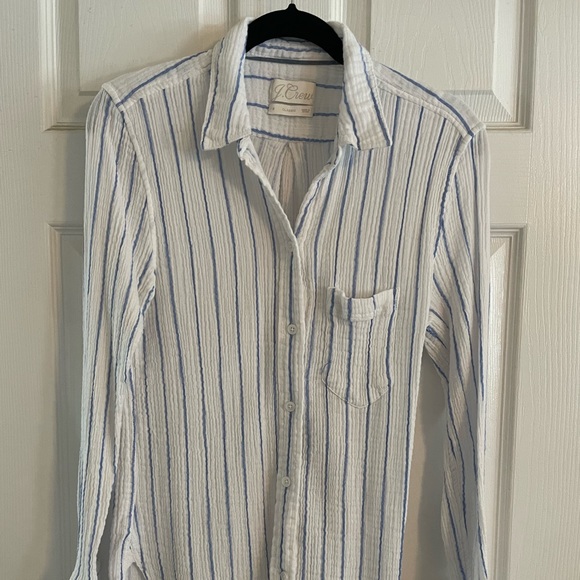 J Crew Classic-Fit Soft Gauze Shirt in Vertical Stripe - Sz S - Picture 3 of 7